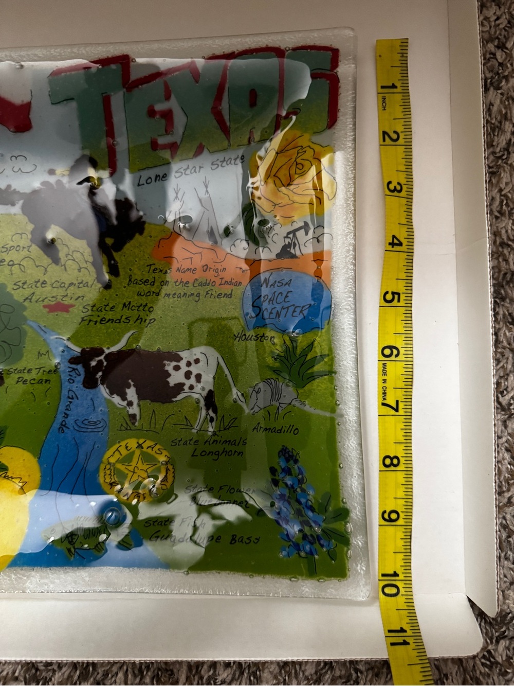 Peggy Karr Glass Art FeaturingTexas Colorful State Icon Handmade - Picture 5 of 5